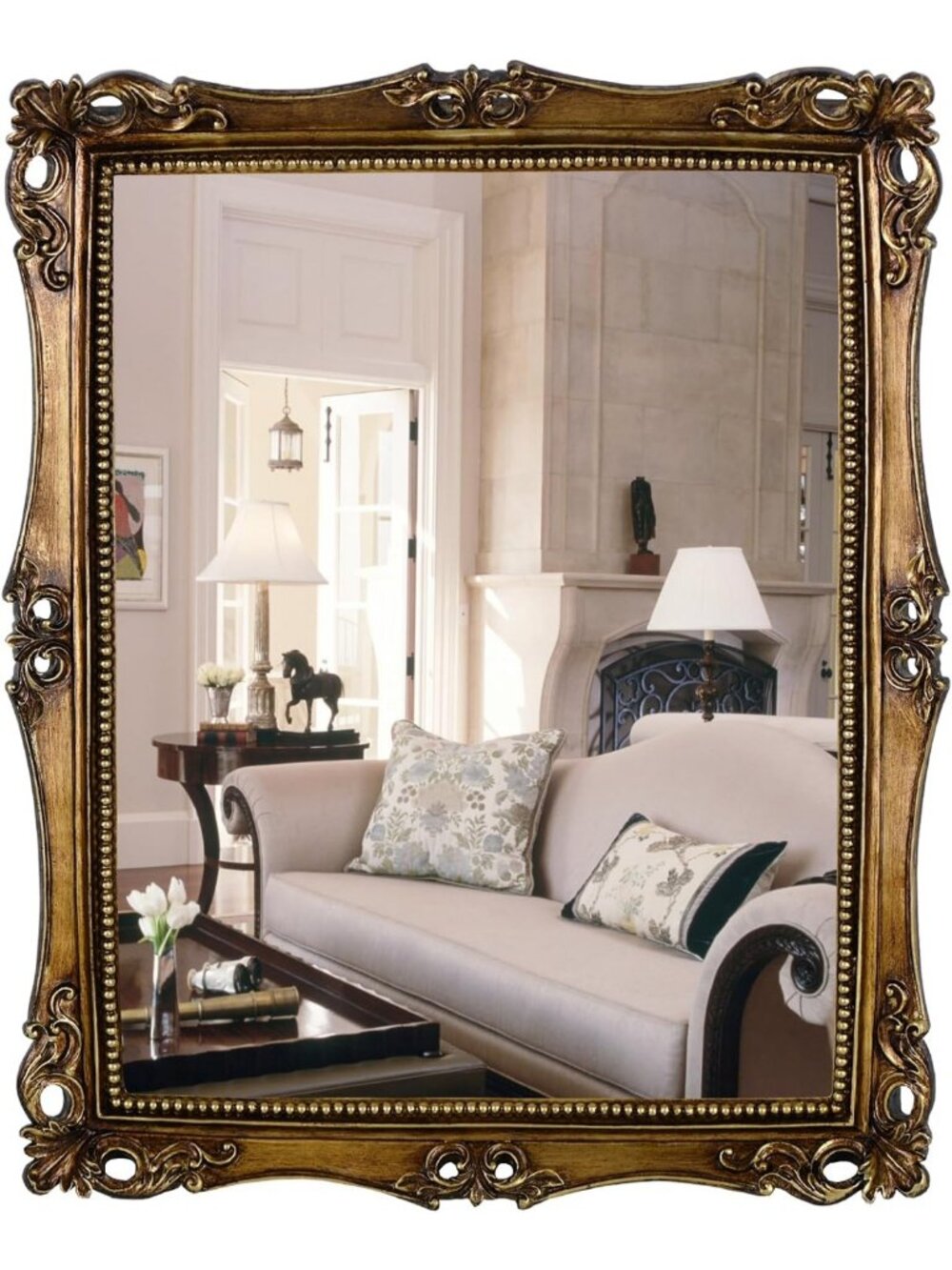 Vintage Gold Square Wall Mirror, 16.5x13.5 Inch, Elegant Home Decor Accent